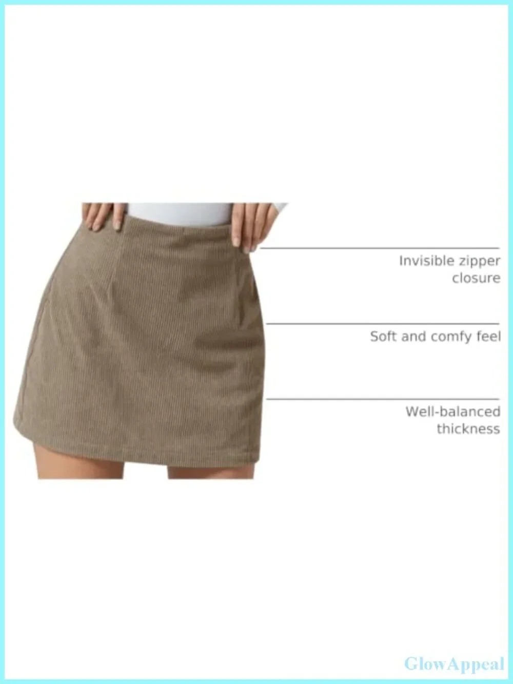 Corduroy High Waisted A-Line Mini Skirt Business Casual Vintage